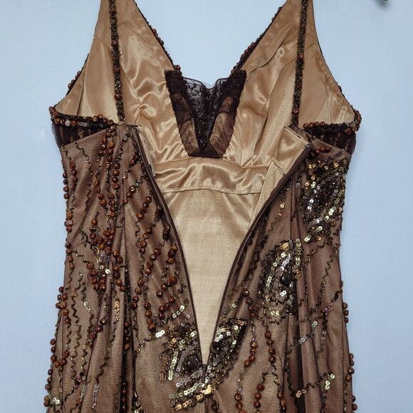 Sherry Haute Couture Beaded Sequin Mini Dress Size 6 - Picture 13 of 14